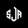 SJA letter logo design with polygon shape. SJA polygon and cube shape logo design. SJA hexagon vector logo template white and Royalty Free Stock Photo