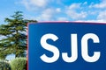SJC sign advertises Norman Y. Mineta San Jose International Airport Royalty Free Stock Photo