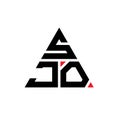 SJO triangle letter logo design with triangle shape. SJO triangle logo design monogram. SJO triangle vector logo template with red Royalty Free Stock Photo