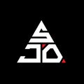 SJO triangle letter logo design with triangle shape. SJO triangle logo design monogram. SJO triangle vector logo template with red Royalty Free Stock Photo