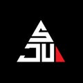 SJU triangle letter logo design with triangle shape. SJU triangle logo design monogram. SJU triangle vector logo template with red Royalty Free Stock Photo