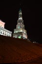 Sjujumbike tower in kremlin Kazan, Russia at night Royalty Free Stock Photo