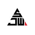 SJW triangle letter logo design with triangle shape. SJW triangle logo design monogram. SJW triangle vector logo template with red Royalty Free Stock Photo