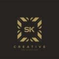 SK initial letter luxury ornament monogram logo template vector Royalty Free Stock Photo