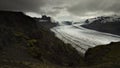 Skaftafellsjokull glacier with clouds above.