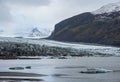 Skaftafellsjokull glacier, Iceland. Glacier tongue slides from the Vatnajokull icecap or Vatna Glacier near subglacial Esjufjoll Royalty Free Stock Photo