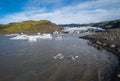 Skaftafellsjokull glacier, Iceland. Glacier tongue slides from the Vatnajokull icecap or Vatna Glacier near subglacial Esjufjoll Royalty Free Stock Photo