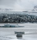 Skaftafellsjokull glacier, Iceland. Glacier tongue slides from the Vatnajokull icecap or Vatna Glacier near subglacial Esjufjoll Royalty Free Stock Photo