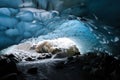 Skaftafetl National Park,an icy and crystal clear cave, generative AI