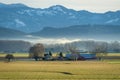 Skagit Valley Farmland With the North Cascade Mountains in the Background.
