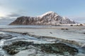 Skagsanden Beach in the winter on the Lofoten Islands