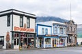 Red Onion Saloon, Camp Skagway No.1 and jewellery stores in Skagway Alaska Royalty Free Stock Photo