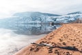 Skaha Lake and beach scenic landscape view in winter Royalty Free Stock Photo