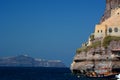 Skala, the old port in Santorini harbour. Santorini, Cyclades islands. Greece Royalty Free Stock Photo