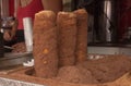 Skalicky Trdelnik, Traditional Slovakian Kind of Spit Cake Covered in Cocoa Powder Mixed With Sugar