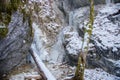 Skalny waterfall in winter in Falcon valley, Slovak Paradise National park, Slovakia Royalty Free Stock Photo