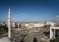 skanderberg main square and mosque in central tirana city albania Royalty Free Stock Photo
