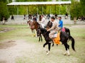 SKARDU, PAKISTAN - APRIL 18: An unidentified two man in a village in the south of Skardu, polo match on April 18, 2015 in Skardu,