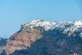 Skaros rock and Imerovigli village at Santorini, Greece Royalty Free Stock Photo