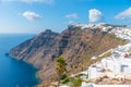 Skaros rock and Imerovigli village at Santorini, Greece Royalty Free Stock Photo