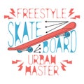 Skate board t shirt design. Extreme sports. Free style. Royalty Free Stock Photo