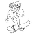 Skate board vector illustration. Boy teenager jumping on skateboard cartoons vector character handdrawn illustrarion isolated on w Royalty Free Stock Photo