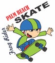 skate boy beach t shirt print vector art Royalty Free Stock Photo