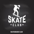 Skate club sign on the chalkboard. Vector illustration.