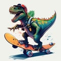 Skate or Die-saur: 90s Dinosaur Skateboarding - Generative AI