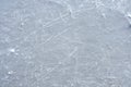 Skate marks on the surface of an outdoor ice rink Royalty Free Stock Photo