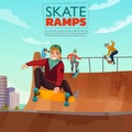 Skate Ramp Cartoon Illustration Royalty Free Stock Photo