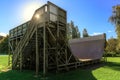 Large half-pipe skate ramp and sunburst Royalty Free Stock Photo