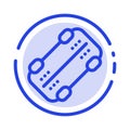 Skate, Skateboard, Sport Blue Dotted Line Line Icon