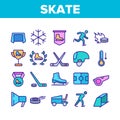 Skate Sport Equipment Collection Icons Set Vector