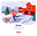 Ice skate vector web banner design template