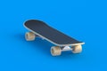 Skateboard on blue background. Hobbie and leisure