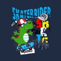 Skateboard cartoon typography t shirt mock up