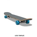 A skateboard depicted in a stylized, illustrative format. It features a gray textured deck Royalty Free Stock Photo