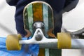 Skateboard detail and skater. Street urban background. Outdoor Royalty Free Stock Photo