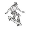 Skateboard Embroidery Design On White Background