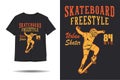 Skateboard freestyle urban skater silhouette t shirt design