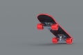 Skateboard on gray background. Hobbie and leisure