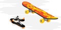 Skateboard and gumshoes. Recreation design