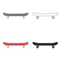 Skateboard icon in cartoon style isolated on white background. Park symbol stock vector illustration. Royalty Free Stock Photo