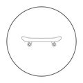 Skateboard icon in outline style isolated on white background. Park symbol stock vector illustration. Royalty Free Stock Photo