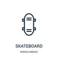 skateboard icon vector from miscellaneous collection. Thin line skateboard outline icon vector illustration. Linear symbol for use Royalty Free Stock Photo