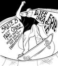 skateboard illustration boy halfpool blackwhite