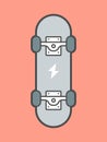 Skateboard isolated on red background