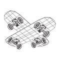 Skateboard longboard pennyboard wireframe