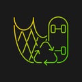 Skateboard made from fishing nets gradient vector icon for dark theme